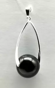 Schungit & Shungit Anhänger mit Perlen Ø 16 mm./ 6,7 g. aus 925er Sterlingsilber - Bild 1 von 6