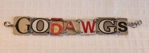 UGA Handmade "Go Dawgs" Bracelet From Vintage License Plate Pieces - 8.5"L. - Picture 1 of 6