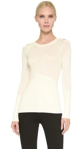 Nuevo con etiquetas $550 Yigal Azrouel Recorte Hombro Seda de Cachemira Suéter y29102sc Talla M - Imagen 1 de 5