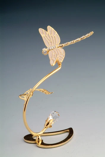FIGURA LIBÉLULA - INDEPENDIENTE CHAPADA EN ORO DE 24KT CON CRISTALES AUSTRIACOS Foto 1 de 1