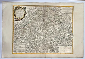 SWITZERLAND 1756 ROBERT DE VAUGONDY LARGE ANTIQUE MAP 18TH CENTURY - Picture 1 of 10