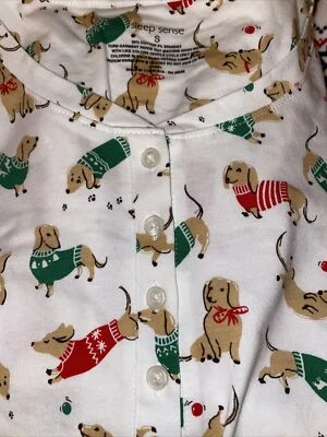 Nuevo Con Etiquetas Dachshund Wiener Perro Perros Manga Larga Pijama Top Camisa Navidad Pequeña S Foto 1 de 4