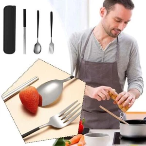 Set of 3 Portable Tableware Cutlery Dinnerware Travel Spoon Box. нъ with (к O4E5 - Picture 1 of 9