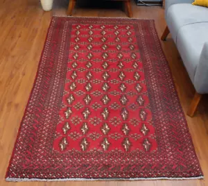 Tappeto rosso 4x7 geometrico tradizionale vintage lana orientale annodato a mano - Foto 1 di 12
