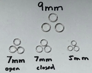 Anillos de salto de plata esterlina 925 abiertos o cerrados calibre 18/19/22 - 9 mm, 7 mm, 5 mm EE. UU. - Imagen 1 de 15