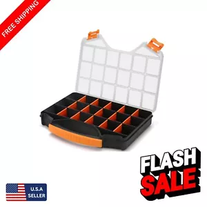 18-Compartment Hardware Organizer Box with Removable Dividers & Hinged Lid - Picture 1 of 10