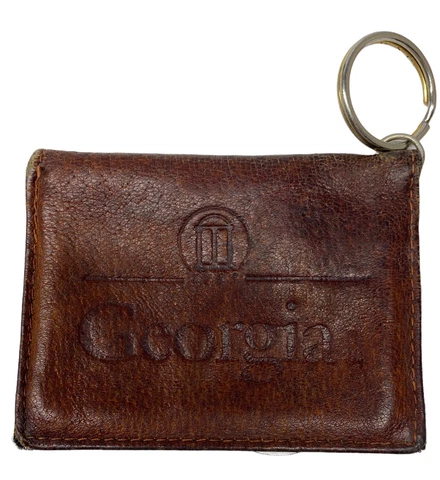 Vintage UGA Georgia Leather Card Holder Key Ring Embossed Arches Cover