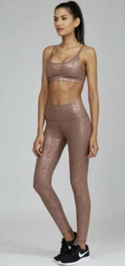 Leggings NOLI Yoga Brillo •Mujeres XS• Gimnasio Ropa Activa Estampado Lentejuelas Oro Rosa - Imagen 1 de 12
