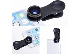 Clip Lens Set for Universal Cell Phone Tablet 3-In-1 Fisheye, Wide angle, Macro - Picture 1 of 10
