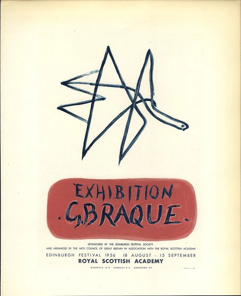 Mini póster litografía 1959 impresión original exposición Georges Braque 18 de agosto Foto 1 de 1