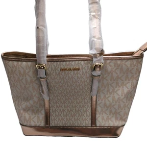 Michael Kors Jet Set Travel Shoulder Tote MK Logo Bag Blush Pink Rose Gold NWT - Picture 1 of 6