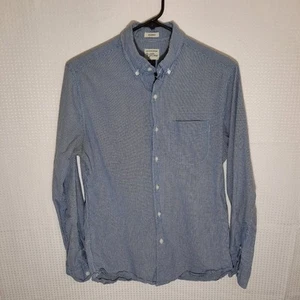 J. Chemise homme Crew S bleu blanc à carreaux manches longues coupe classique coton décontracté - Photo 1/4