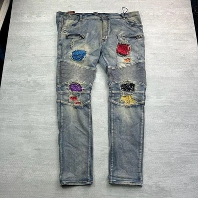 Pantalones de mezclilla Cote De Nuits para hombre 42x34 bandana desgastados motociclista Guerre Et Paix Foto 1 de 4