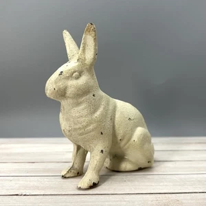 Cast Iron Bunny Rabbit Paperweight Doorstop Door Stay Home Decor 4.5" Off-White - Picture 1 of 10