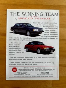 Printanzeige Volvo Saab Studio City & LA Kings 1989 - Bild 1 von 1