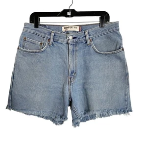 Levis 560 Comfort Denim Jean Cut Off Shorts Mens 33 Distressed Light Blue READ - Picture 1 of 7