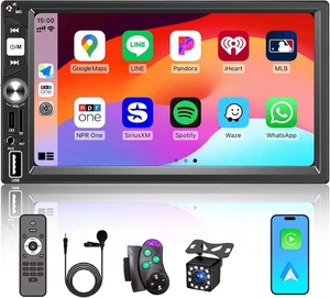 Autoradio Doppio Din 7" Wireless Apple Carplay,Autoradio Fm,Bluetooth 5.2,IPS T - Foto 1 di 12