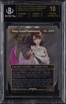 2025 FINAL FANTASY COMMANDER SURGE FOIL YUNA GRAND SUMMONER BGS 10 BLACK LABEL - Image 1 of 2