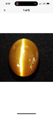 Piedra preciosa suelta cabujón corte ovalado ojo de gato marrón crisobría natural 74,00 quilates Foto 1 de 4