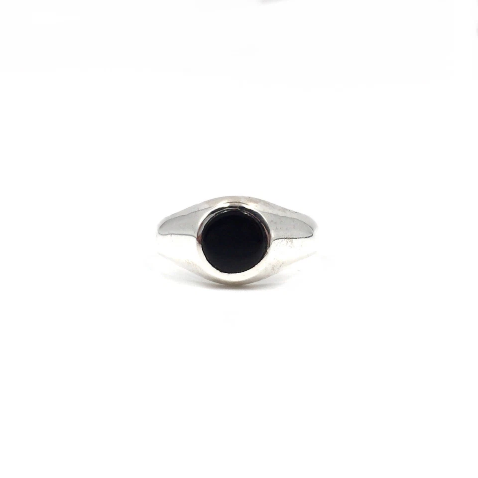 Anillo de plata 925 ónix negro anillo de banda clásico anillo de sello de... - Imagen 1 de 4