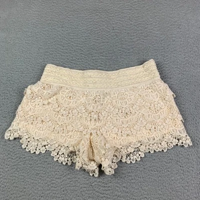 Vintage Y2K Wet Seal Lace Shorts Size M Ivory Elastic Waist Beach Boho Summer - Image 1 of 4