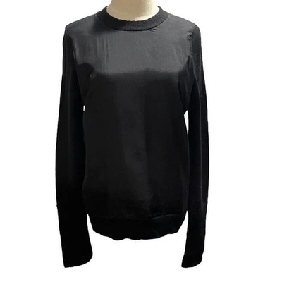 Vera Wang Authenticated Black Wool Silk Front Long Sleeve Sweater Sz Sm - Image 1 of 4