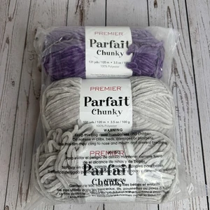 NEW Premier Parfait Chunky Yarn 3.5 oz - Lot of 3 Skeins Fog Iris Gray Purple - Picture 1 of 5