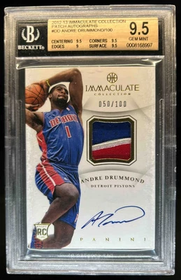 2012-13 Immaculate Andre Drummond Auto Patches RC Patch #050/100 BGS 9.5/10 - Image 1 of 2
