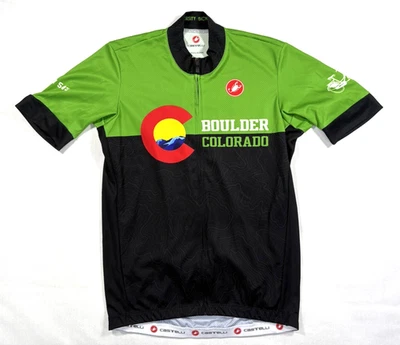 Camiseta deportiva de ciclismo Castelli grande cremallera completa Boulder Colorado University bicicletas Foto 1 de 4