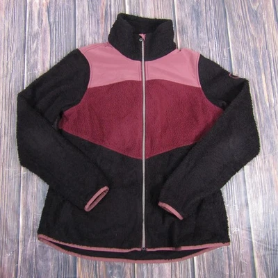 Chaqueta polar KUHL para mujer grande negra borgoña cremallera completa Sherpa bloques de colores senderismo Foto 1 de 4