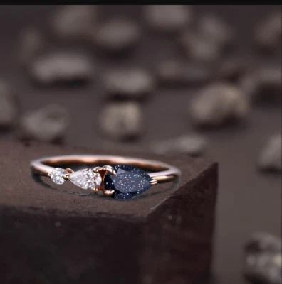 Anello di fidanzamento vintage in arenaria misura oro giallo 6,5 su argento... - Immagine 1 di 4