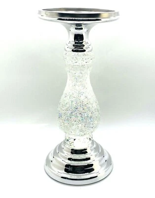 Bath & Body Works Silver LED Swirling Glitter Pedestal 3-Wick Candle Holder - Image 1 of 4