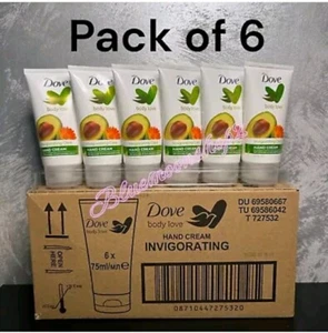 6 x 75ml Dove Invigorating Avocado & Calendula Extract Hand Cream For Dry Skin - Picture 1 of 2