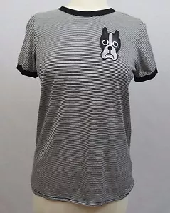 T-shirt Urban Episode a righe bianche e nere manica corta viso cane junior XL - Foto 1 di 4