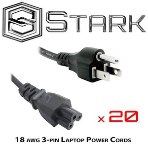 4ft 4' 3 Prong Notebook Laptop Computer AC Power Cord HP Dell Samsung - 20 Pcs - Picture 1 of 1