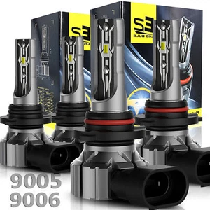 2-Sides Combo White 6500K LED Headlight Kit 9005 9006 Bulbs High + Low Beam New - Picture 1 of 14