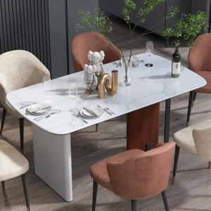 XXL Large Dining Table 1.6m Anti-scratch Marble Kitchen Table Artistic Table Leg - Picture 1 of 15