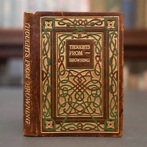 1910 A CALENDAR OF THOUGHTS FROM ROBERT BROWNING MINIATURE LEATHER BOOK CELTIC - Picture 1 of 8