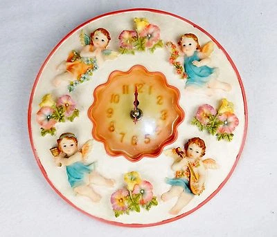 Reloj de Pared Querubín 3D, Polipiedra 8" Redondo ~ Cocina, Guardería, Dormitorio, Decoración del Hogar Foto 1 de 4