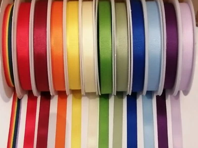Rainbow bundle 12x1 Metre 10mm Grosgrain Ribbon. Quality Ribbon great colours.  - Image 1 of 4