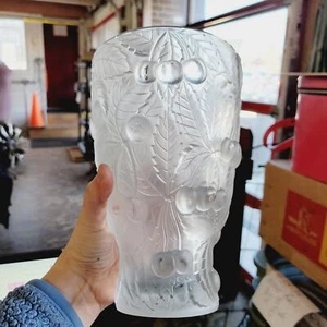 Vintage 1930s Josef Inwald Frosted Cherry Vase 8 1/2 - Picture 1 of 5