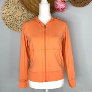 Lucy Full Zip Hooded Sweatshirt Women's Medium Orange Cotton Active Sweater