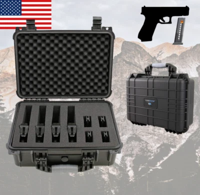 Hand Gun Pistol Case Hard Safe Foam Insert Waterproof Carry Storage Lock Box Mag - Image 1 of 4