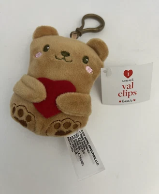 Bear with Red Heart Backpack Clip NEW Valentines Day Plush Val Figurine Target - Image 1 of 4