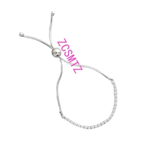 Armband S925 Sterling Silber Zirkonia Verstellbare Perlen Armband - Bild 1 von 11