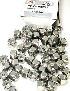 1/4 Inch Stainless Steel Lock Nuts 1/4"-20 Nylon Insert Finished Hex Nut -50 PCS - Picture 1 of 2