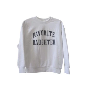 NWT Favorite Daughter White Oversized Crewneck Sweatshirt Sz S - Picture 1 of 3