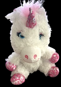 Mini juguete de peluche Build a Bear Buddies unicornio blanco chispa rosa 8" - Imagen 1 de 3