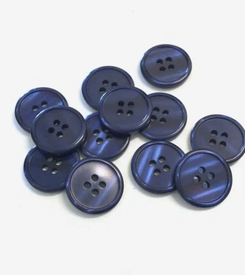 24 Buttons Pearlized Dark Blue Plastic 4-Hole Sew Through Sewing 19 mm #BL12 - Image 1 of 4