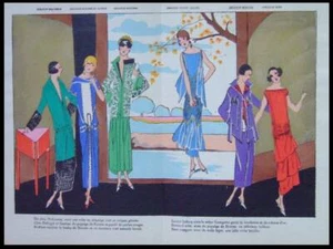 FRANZOSISCHE ART DECO MODE, KLEID, PATOU - 1924 - POCHOIR PRINT, TRES PARISIEN - Bild 1 von 2